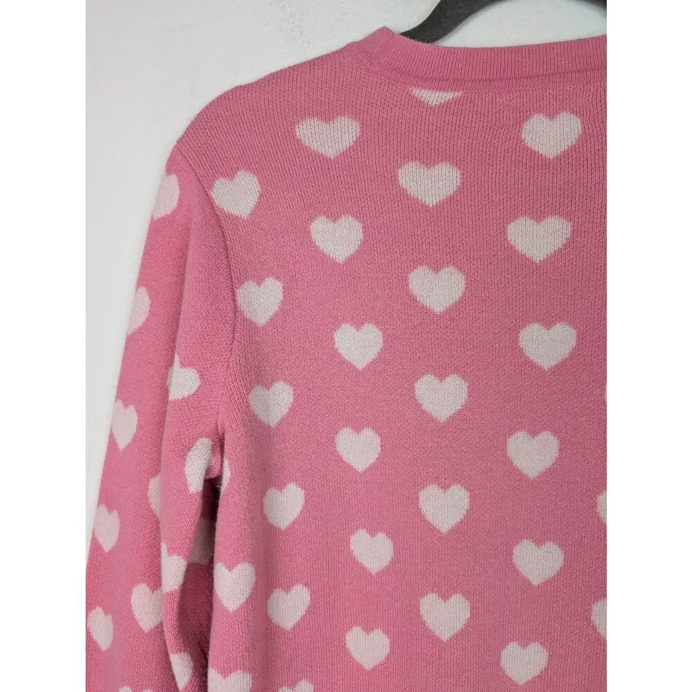 Kate Spade Sweater Perfect Heart Rich Carnation Feminine Designer Pink Size XS